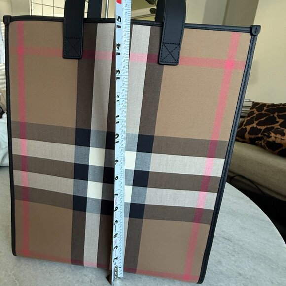 Burberry 8084551 Fabric & Leather Check Print Book Tote - Picture 6 of 16